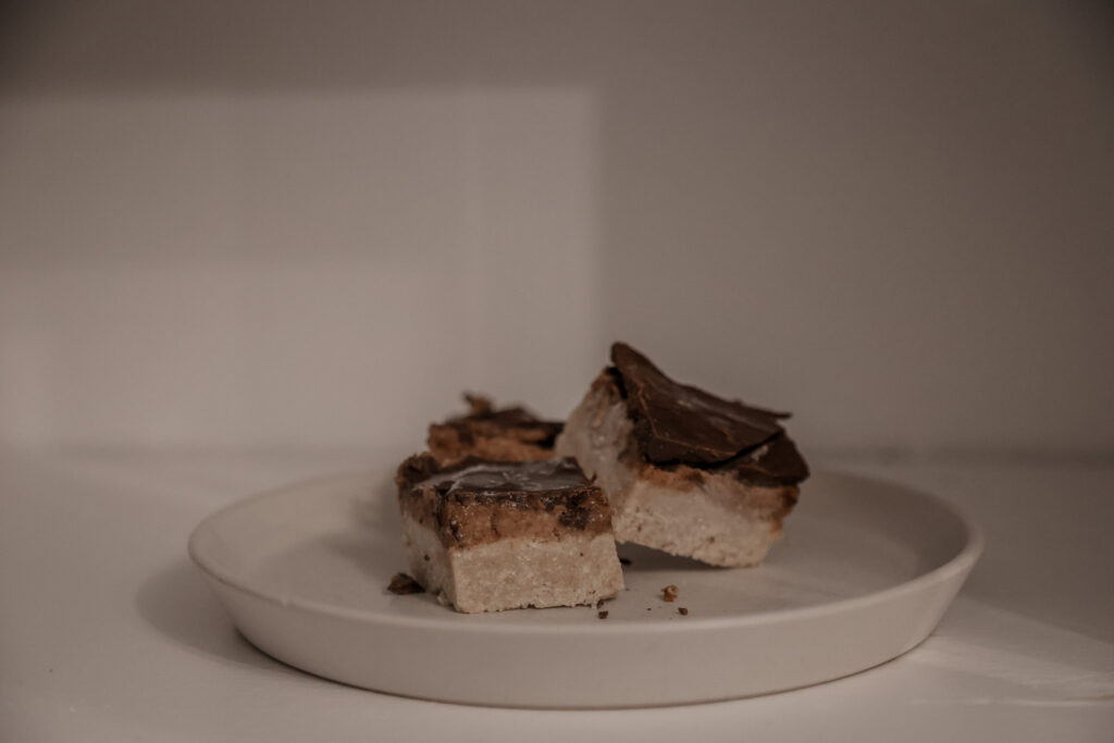 Healthy Twix bars on a plate