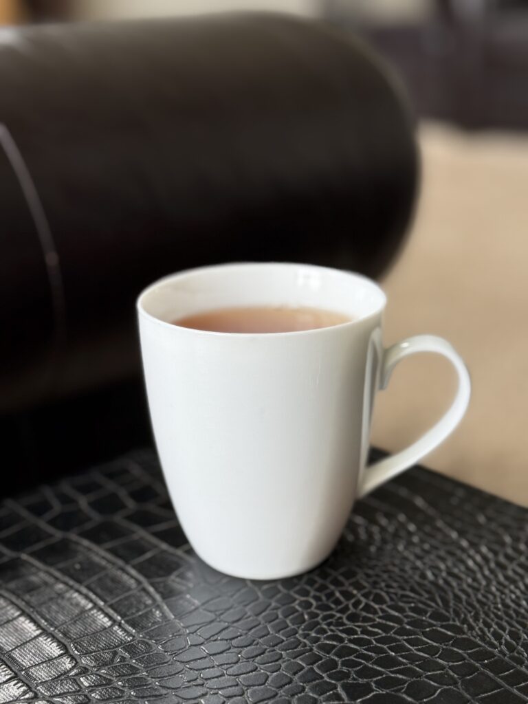 White mug of tea